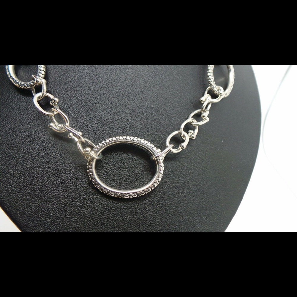 .925 Sterling Silver Toggle Link Chain Necklace - image 1